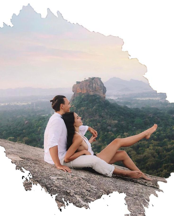 Couple overlooking mountain